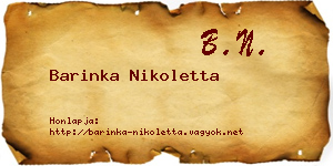 Barinka Nikoletta névjegykártya